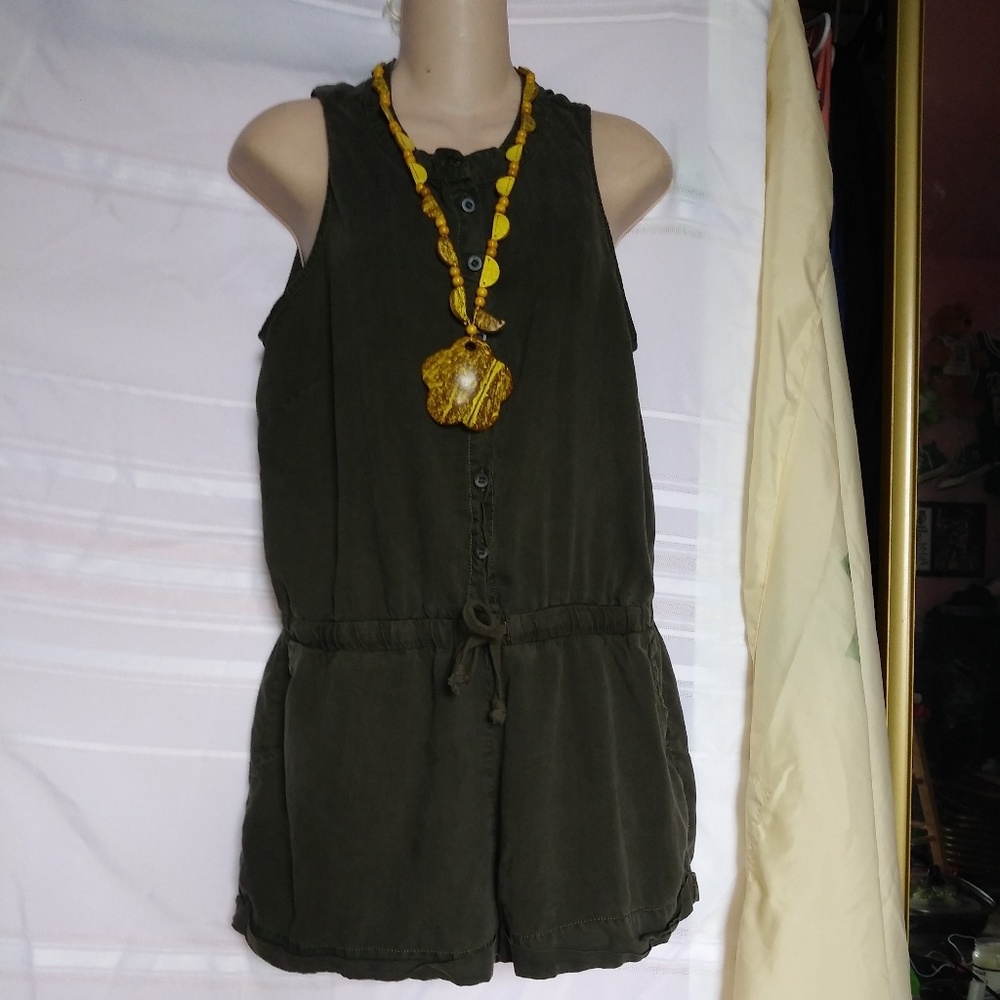 Velvet heart dark olive fashion romper M